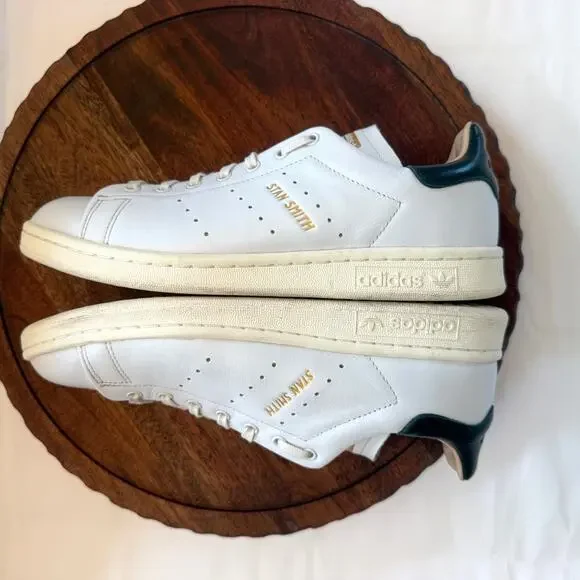 Adidas Stan Smith Classic White Green Leather Sneakers Mens 7.5 HP2201 Lux - Picture 11 of 16